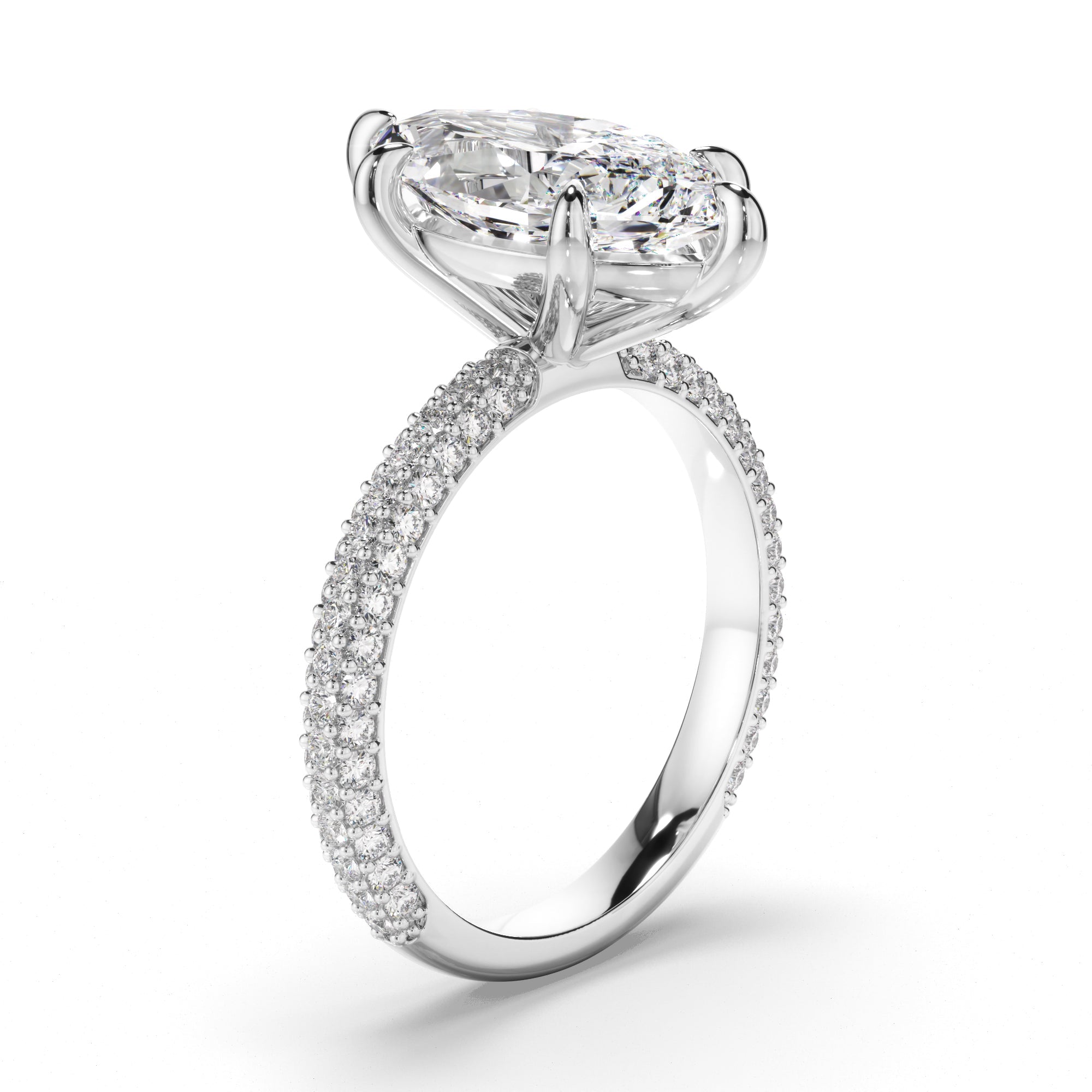 Marquise Cut Diamond Engagement Ring with Diamond Sides
