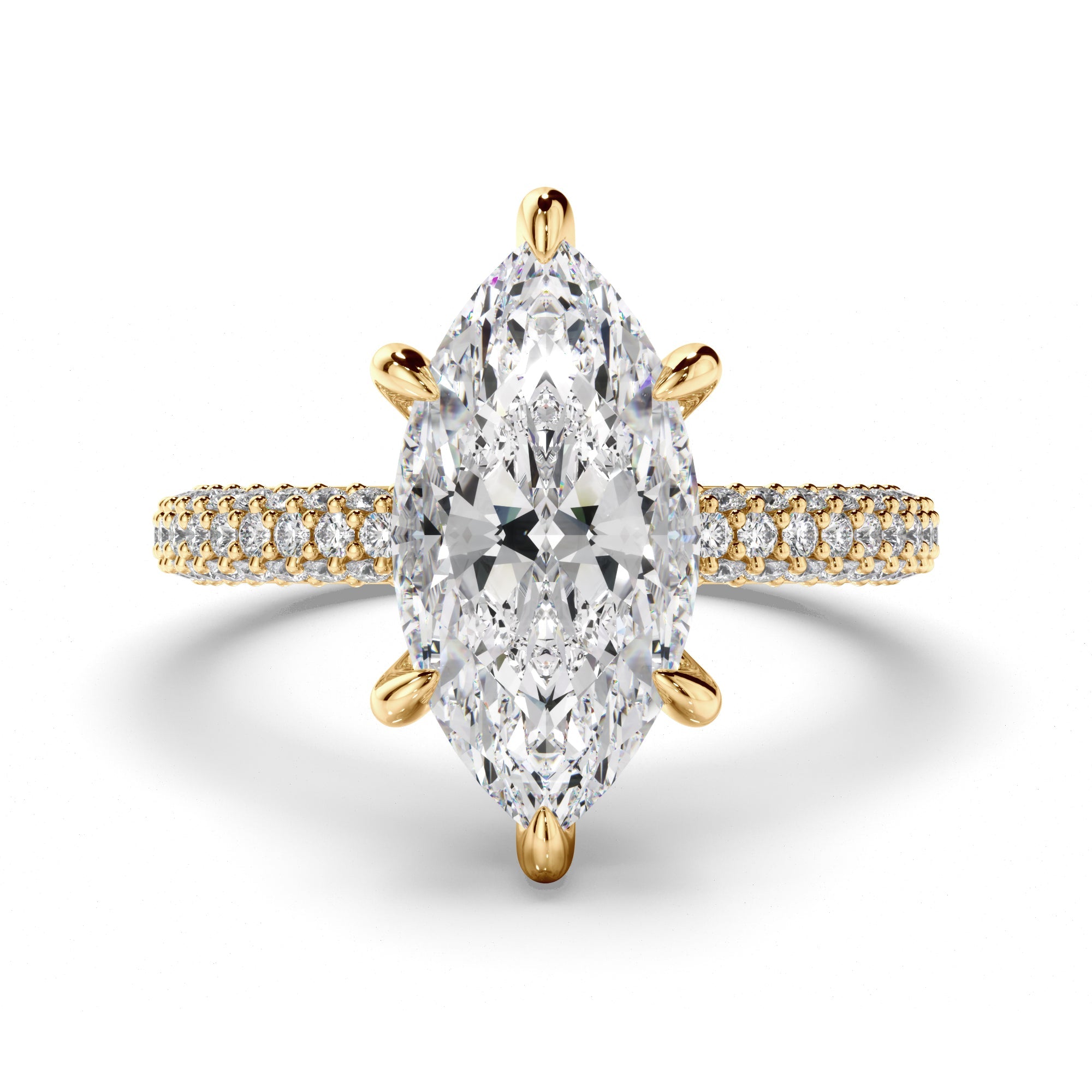 Marquise Cut Diamond Engagement Ring with Diamond Sides