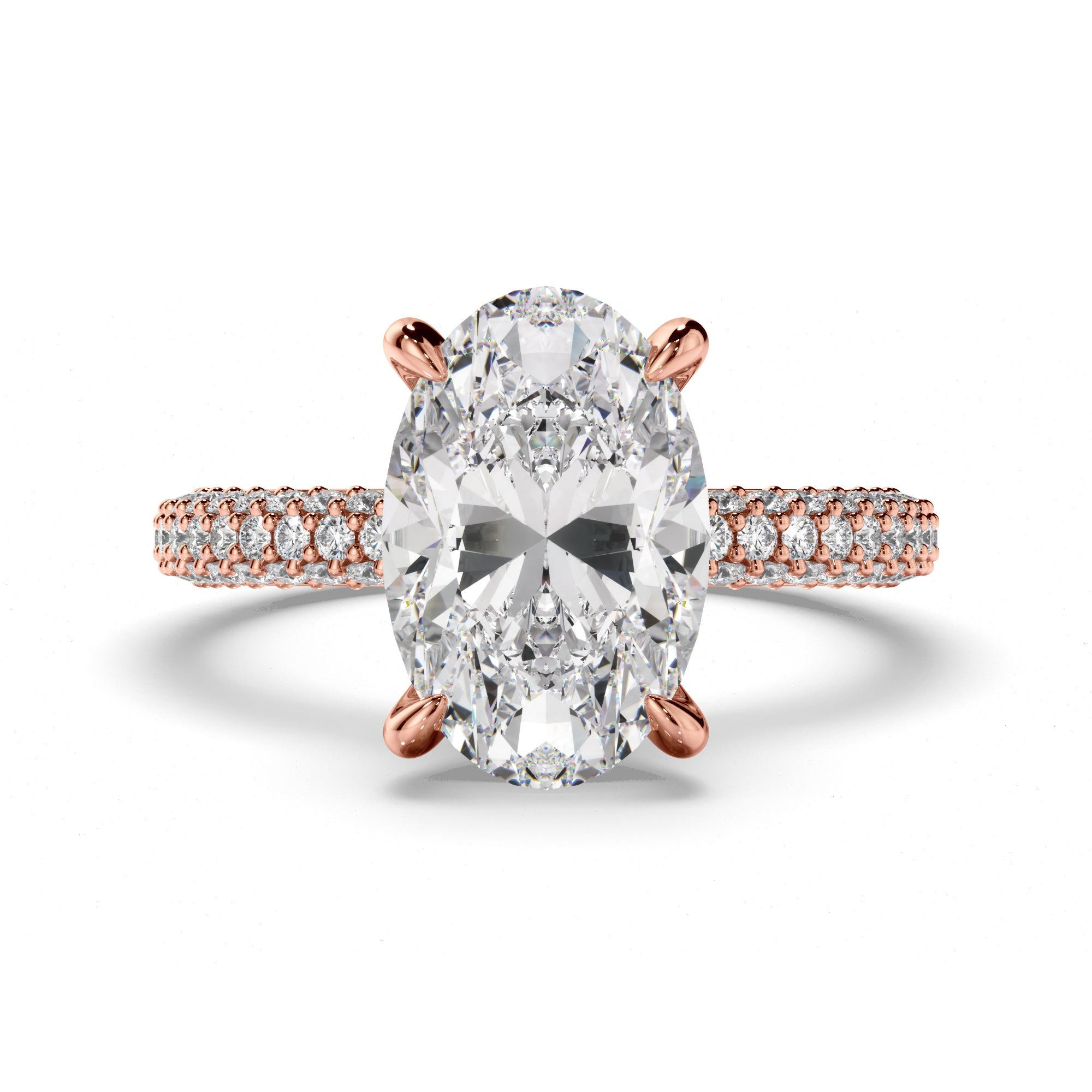 Oval Cut Diamond Engagement Ring with Diamond Sides