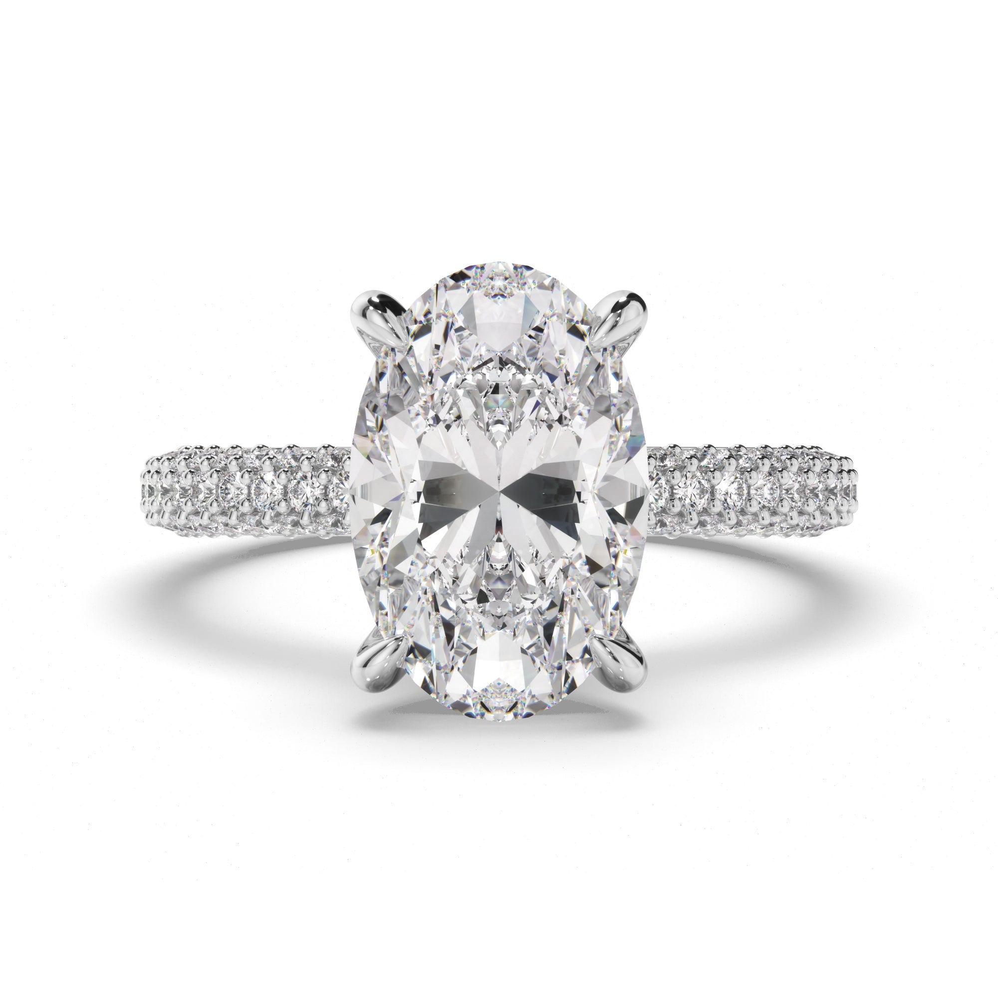 Oval Cut Diamond Engagement Ring with Diamond Sides
