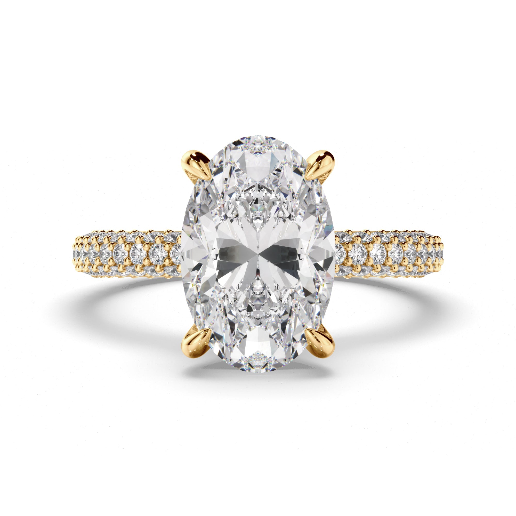 Oval Cut Diamond Engagement Ring with Diamond Sides