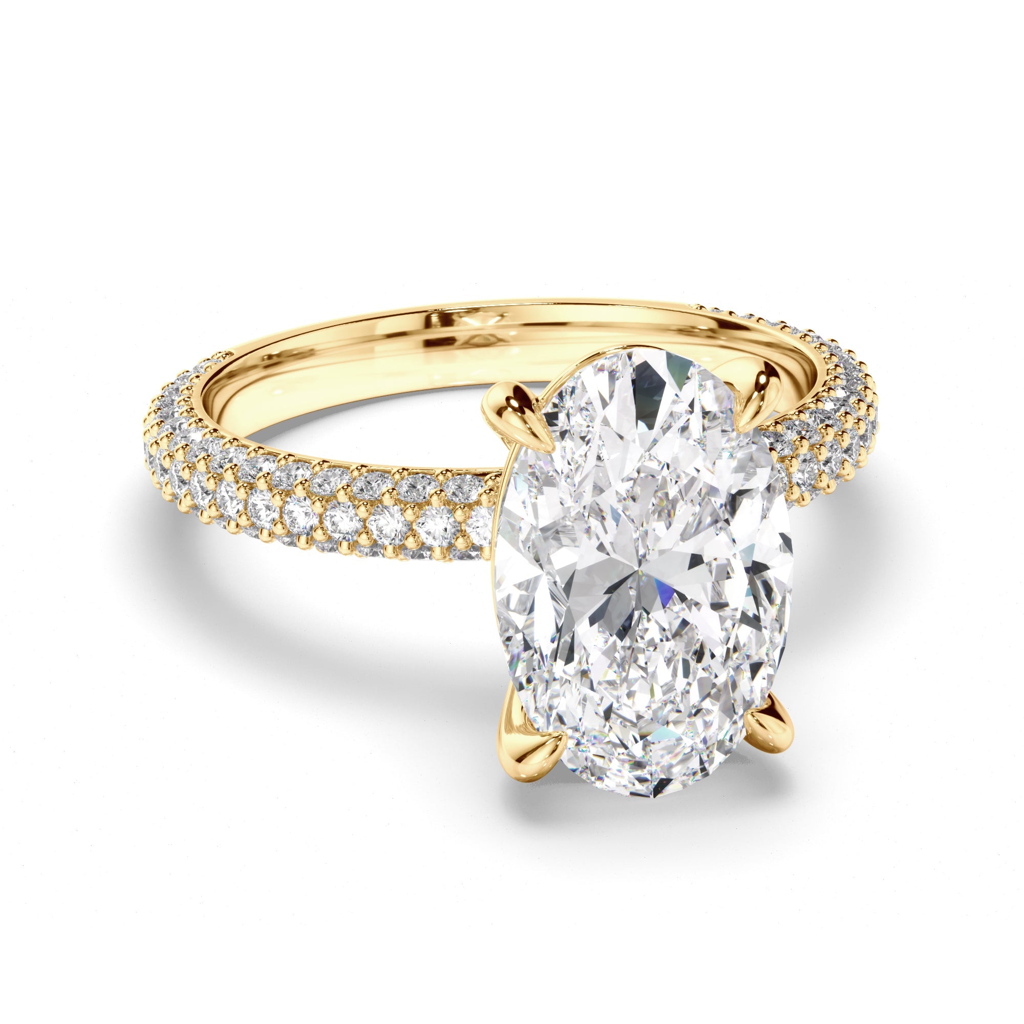 Oval Cut Diamond Engagement Ring with Diamond Sides