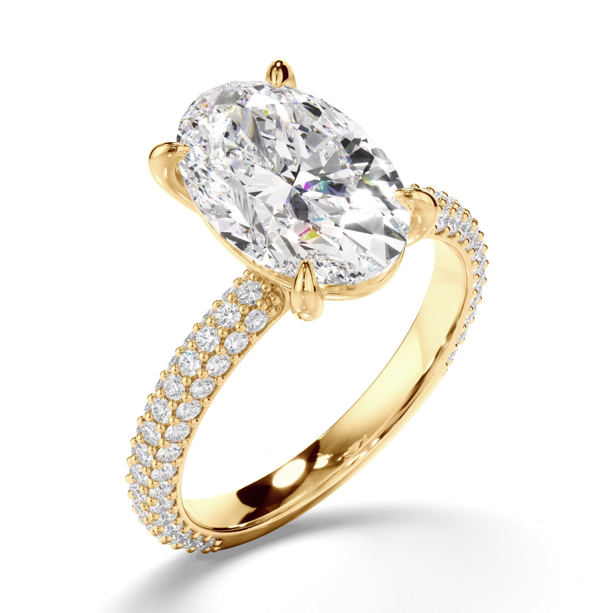 Oval Cut Diamond Engagement Ring with Diamond Sides