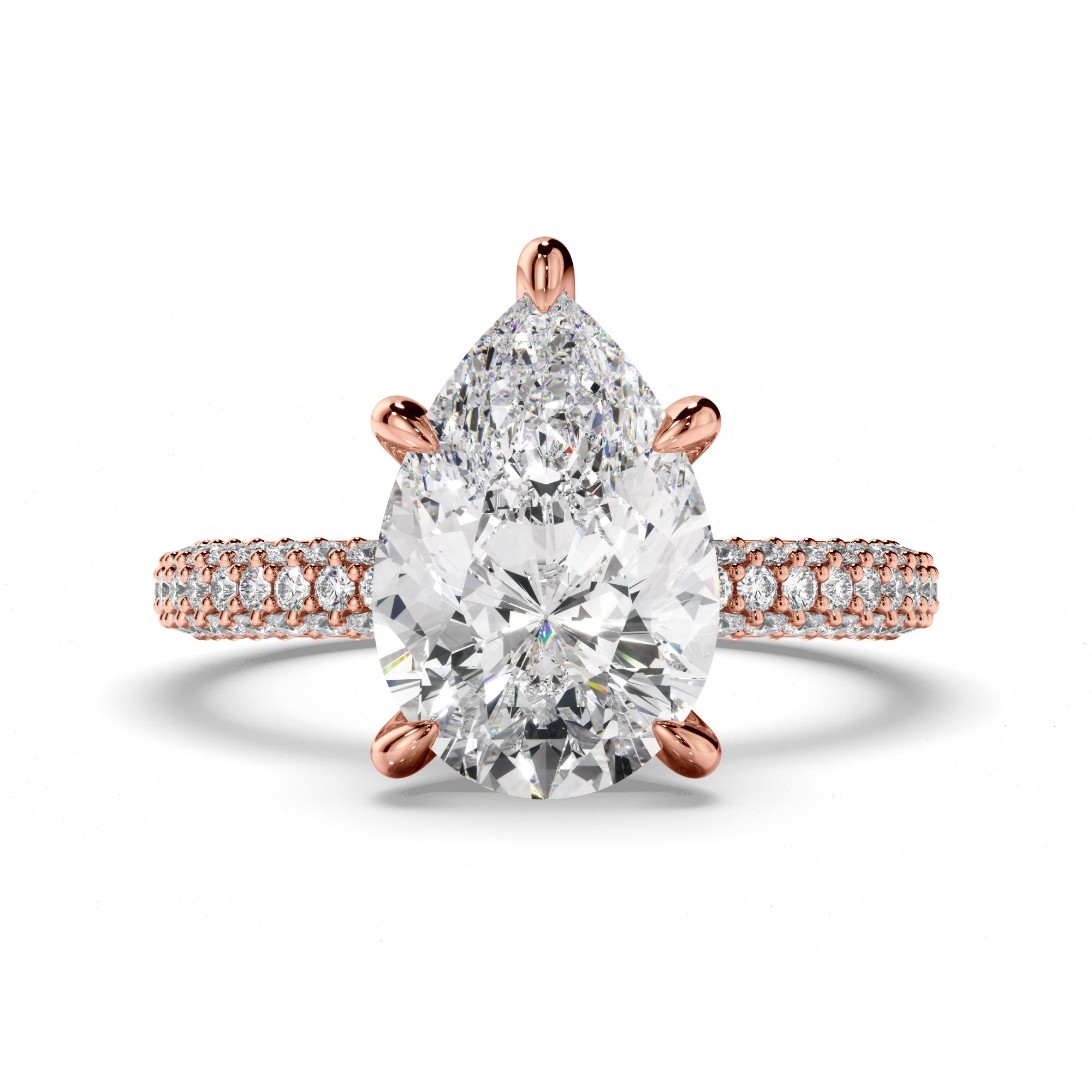 Pear Cut Diamond Engagement Ring with Diamond Sides