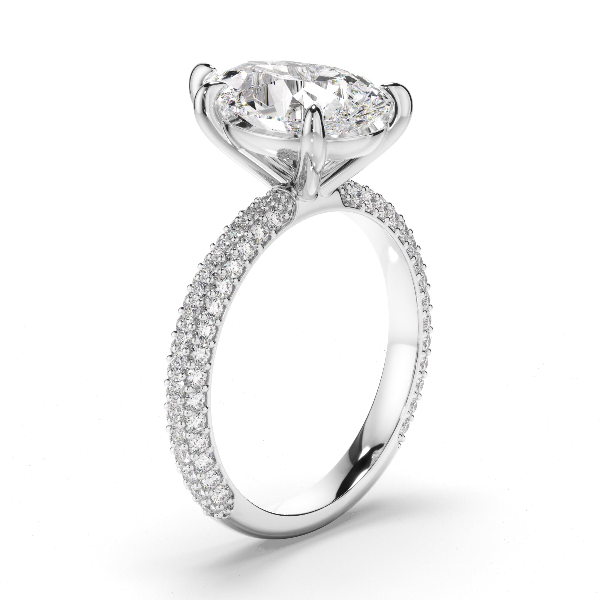 Pear Cut Diamond Engagement Ring with Diamond Sides