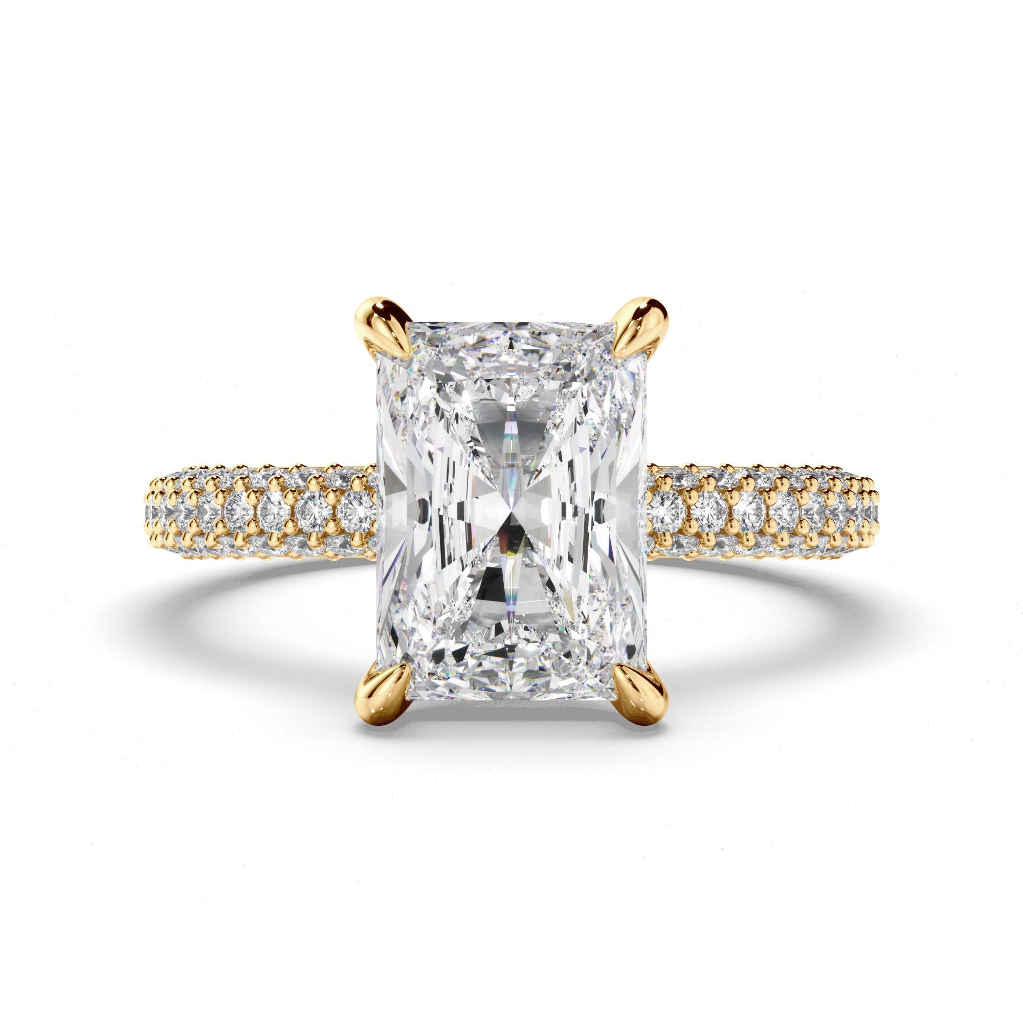Radiant Cut Diamond Engagement Ring with Diamond Sides