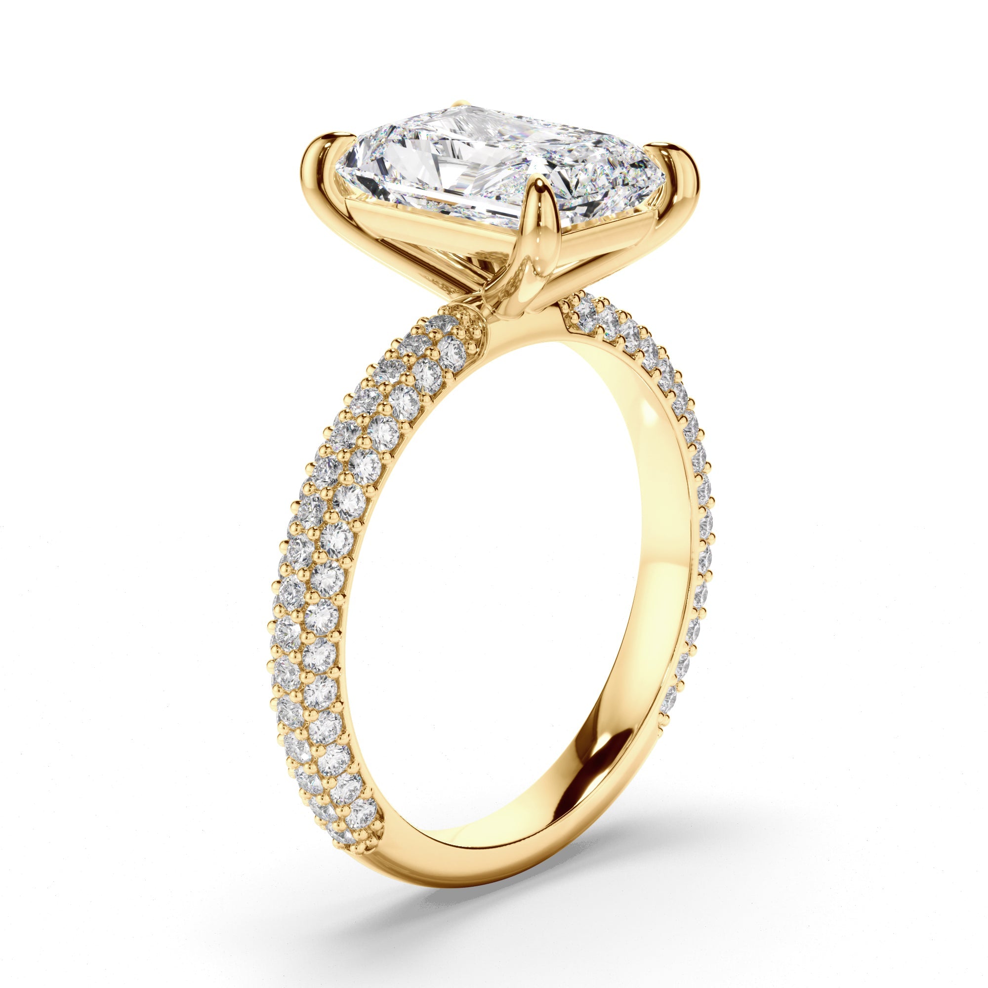 Radiant Cut Diamond Engagement Ring with Diamond Sides
