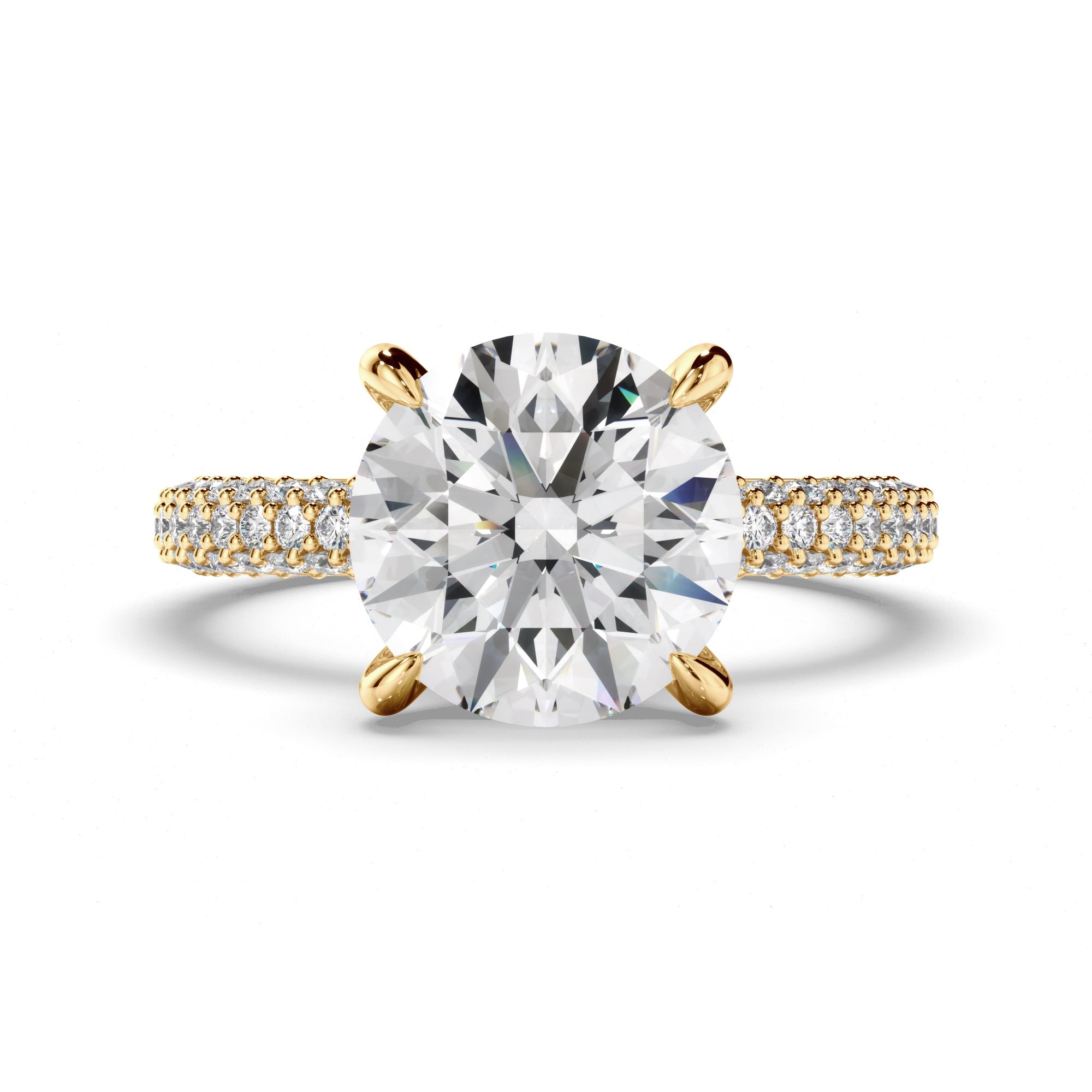 Round Brilliant Cut Diamond Engagement Ring with Diamond Sides