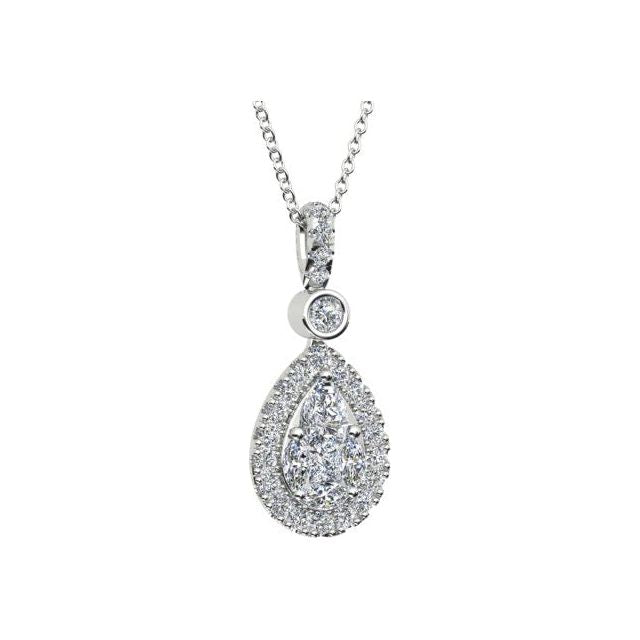 18ct White Gold 0.75ct Diamond Drop Pendant
