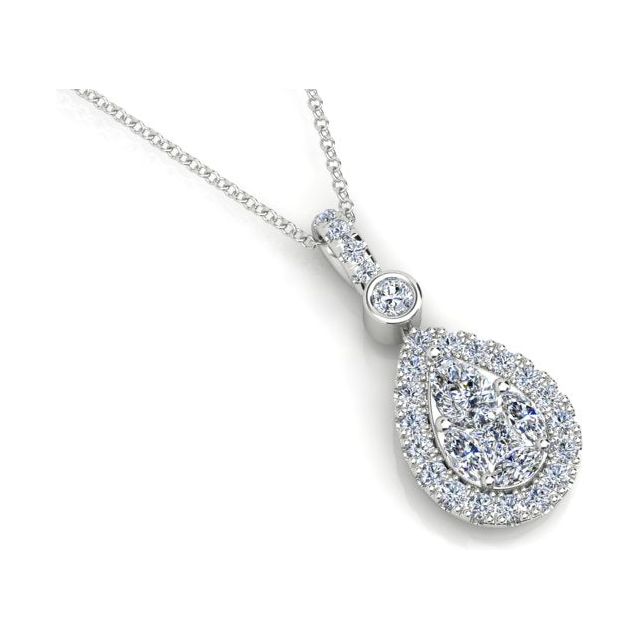 18ct White Gold 0.75ct Diamond Drop Pendant