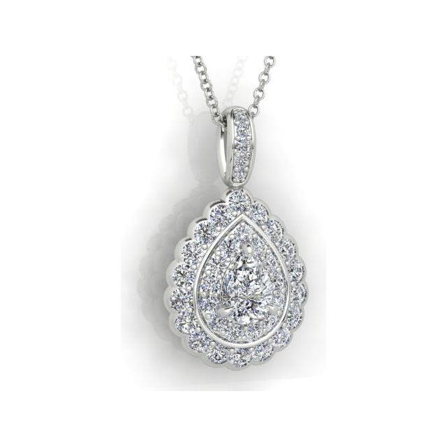 18ct White Gold 1.22ct Pear Diamond Drop Pendant