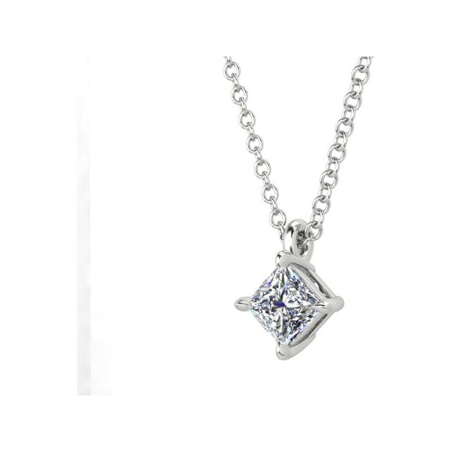 18ct White Gold 0.50ct 4-Claw Solitaire Diamond Pendant