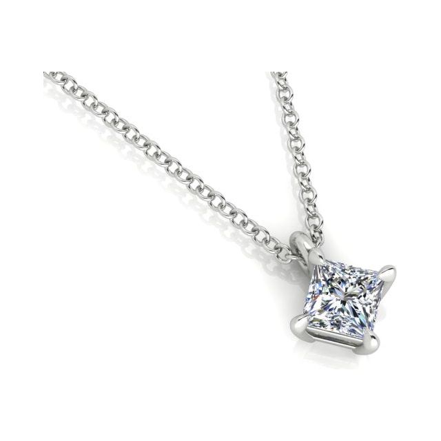 18ct White Gold 0.50ct 4-Claw Solitaire Diamond Pendant