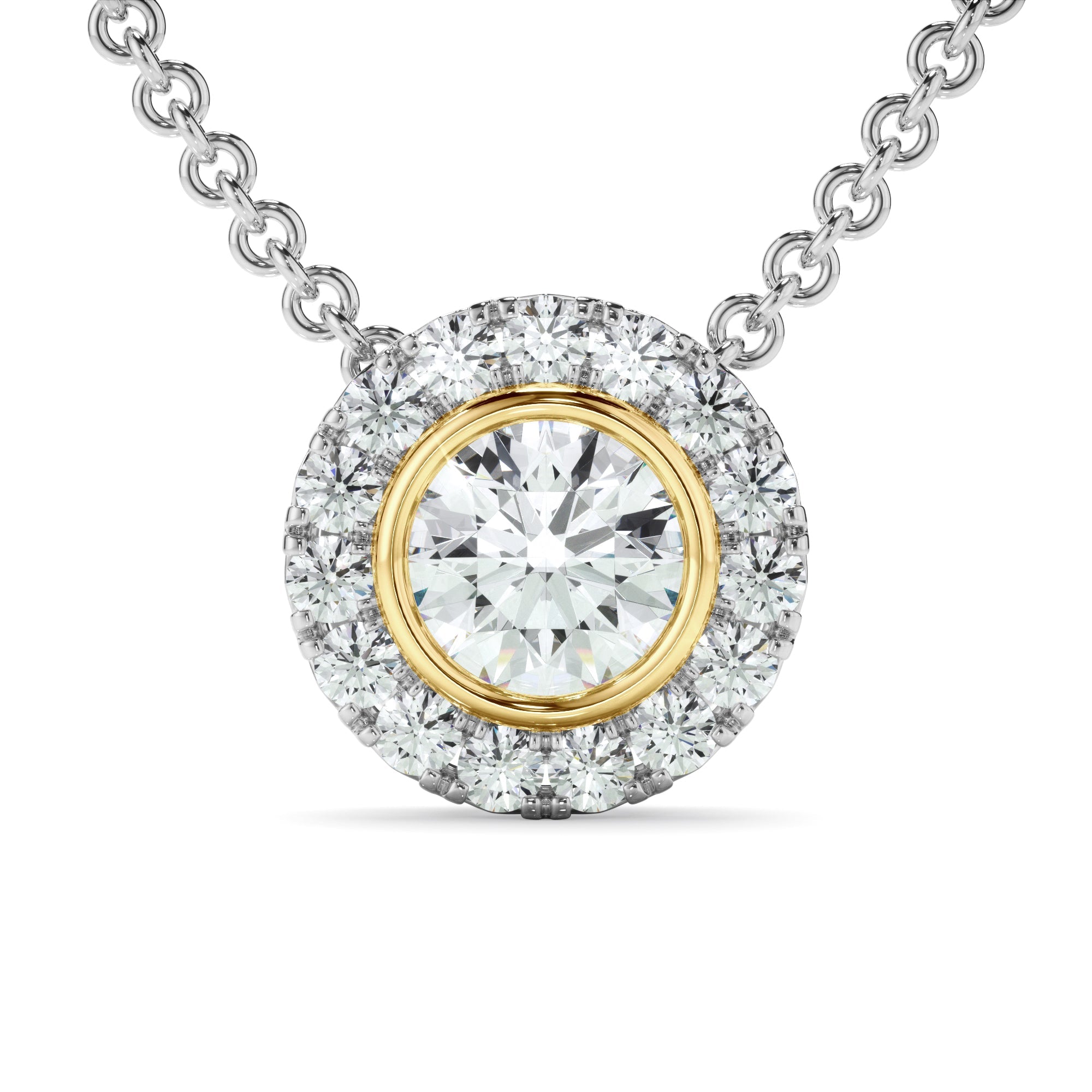 0.70ct Round Brilliant Cut Lab Grown Diamond Halo Necklet