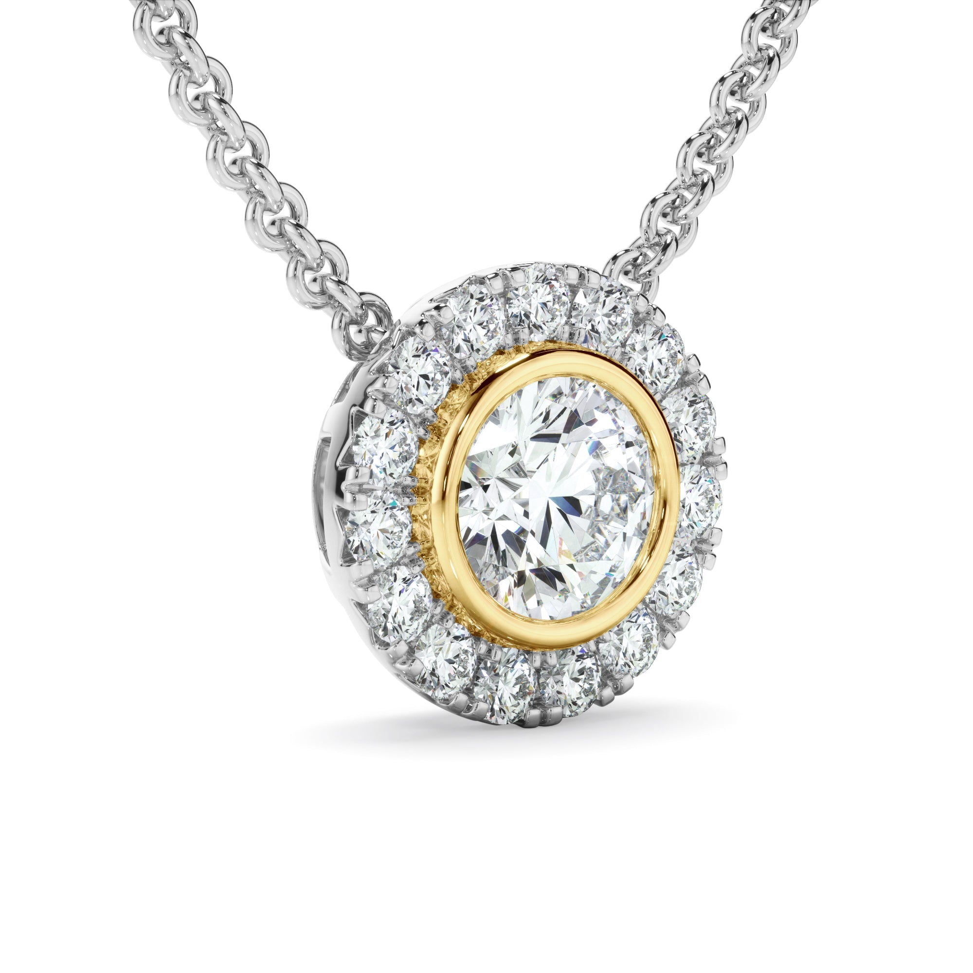 0.70ct Round Brilliant Cut Lab Grown Diamond Halo Necklet