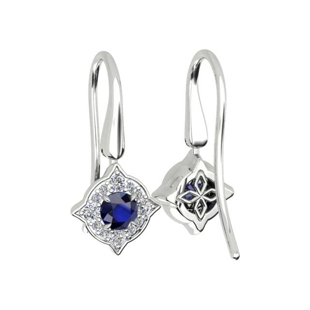 18ct White Gold Sapphire & Diamond Drop Earrings