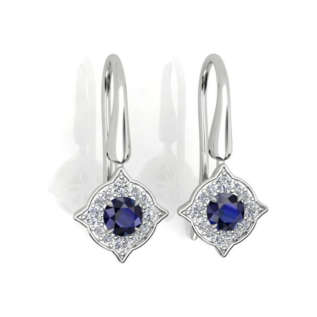 18ct White Gold Sapphire & Diamond Drop Earrings
