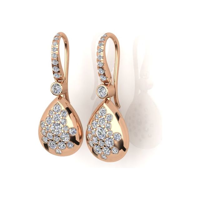 18ct Rose Gold 1.27ct Diamond Set Drop Earrings