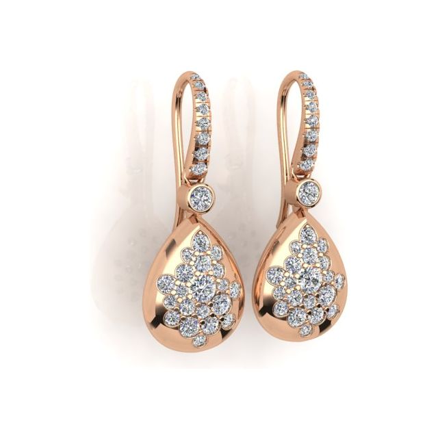 18ct Rose Gold 1.27ct Diamond Set Drop Earrings