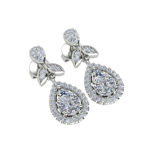 18ct White Gold 1.00ct Diamond-Set Drop Earrings