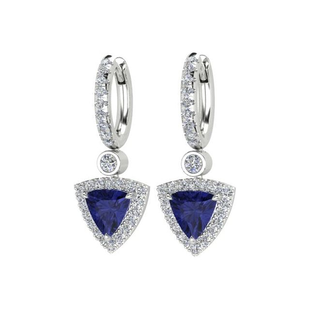 18ct White Gold Tanzanite & Diamond Drop Earrings