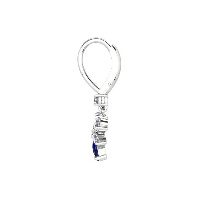 18ct White Gold Sapphire & Diamond Floral Drop Earrings