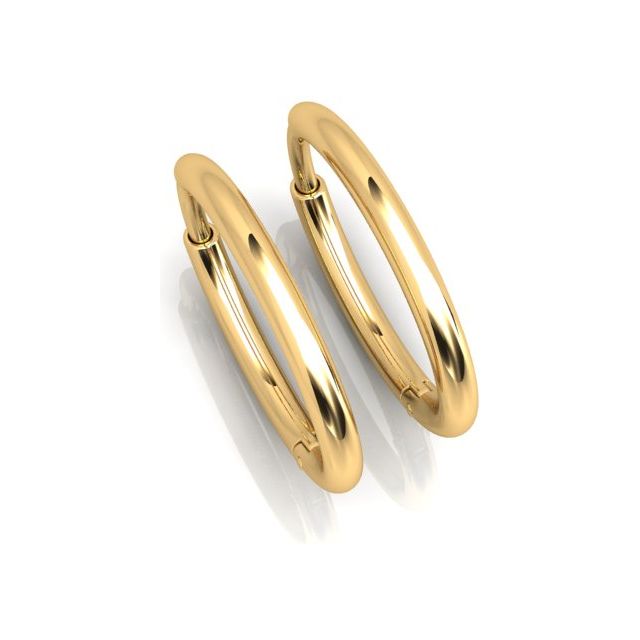 18ct Yellow Gold Medium Oval Hoop Earrings