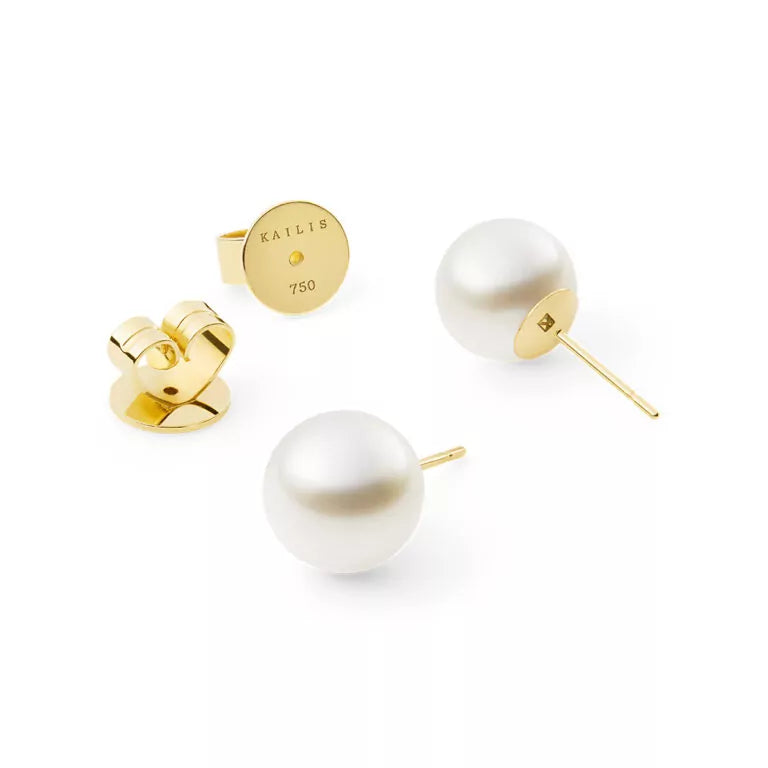 Kailis Round Pearl Studs, 18ct Yellow Gold