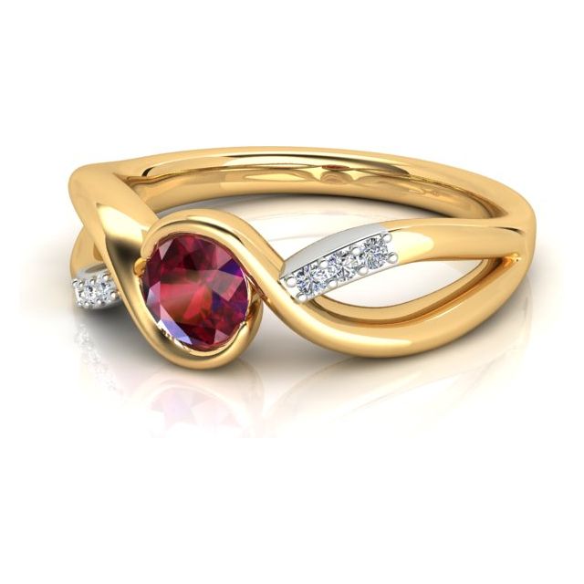 18ct Yellow & White Gold 0.55ct Ruby & Diamond Crossover Dress Ring