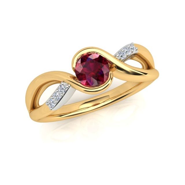 18ct Yellow & White Gold 0.55ct Ruby & Diamond Crossover Dress Ring
