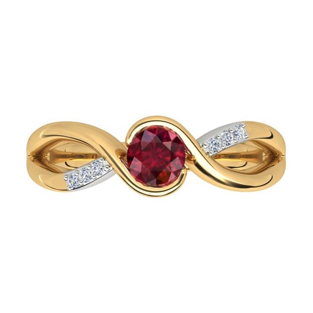 18ct Yellow & White Gold 0.55ct Ruby & Diamond Crossover Dress Ring