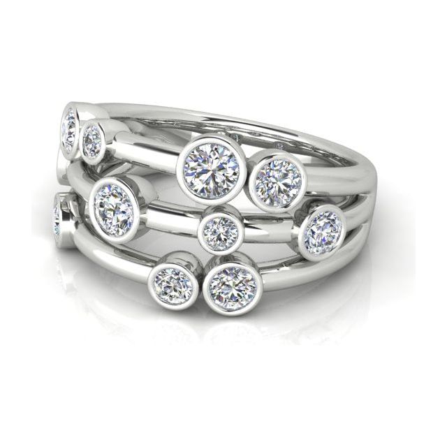 Platinum 0.90ct Bezel-Set Diamond Dress Ring