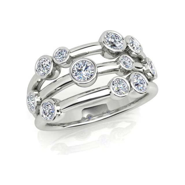 Platinum 0.90ct Bezel-Set Diamond Dress Ring