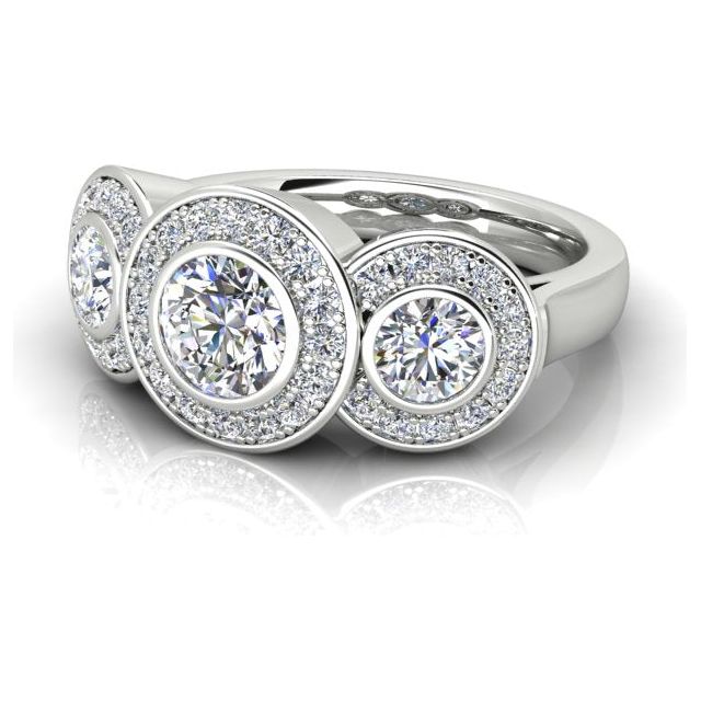Platinum 1.47ct Triple-Bezel Trilogy Diamond Dress Ring