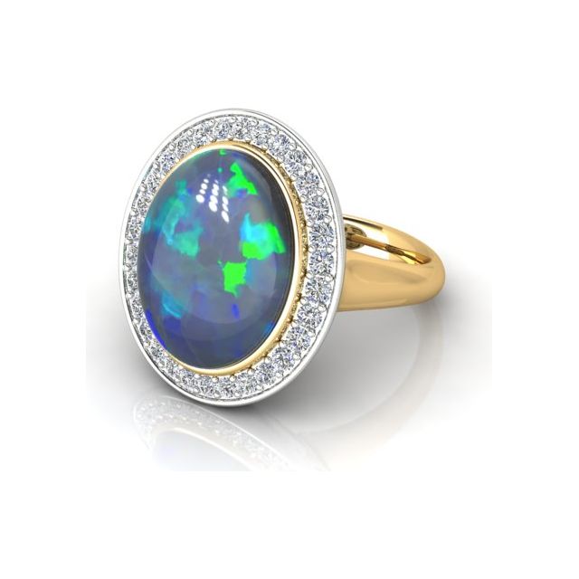 18ct Yellow & White Gold 8.25ct Opal & Diamond Dress Ring