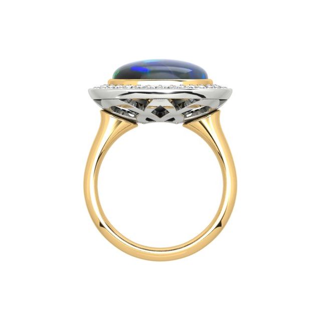 18ct Yellow & White Gold 8.25ct Opal & Diamond Dress Ring