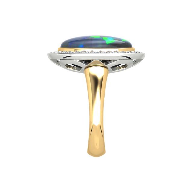 18ct Yellow & White Gold 8.25ct Opal & Diamond Dress Ring
