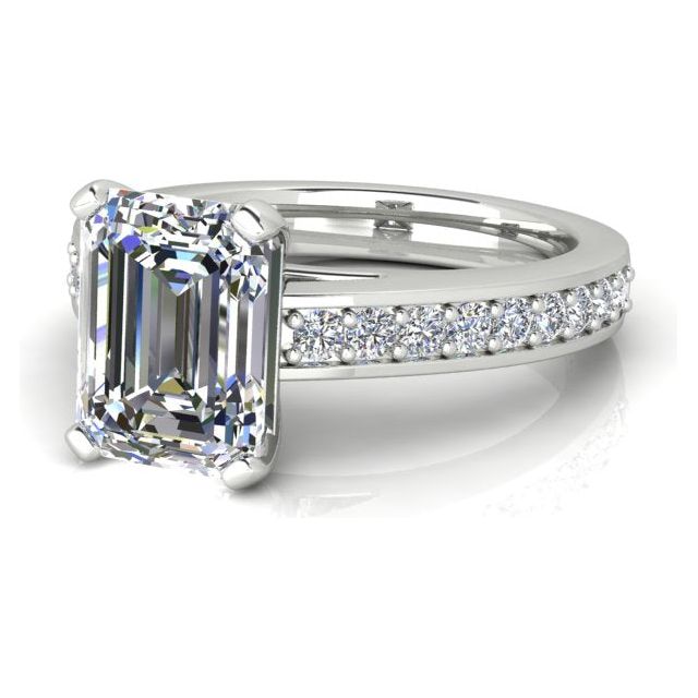 Platinum 1.77ct 4-Claw Emerald Diamond Engagement Ring