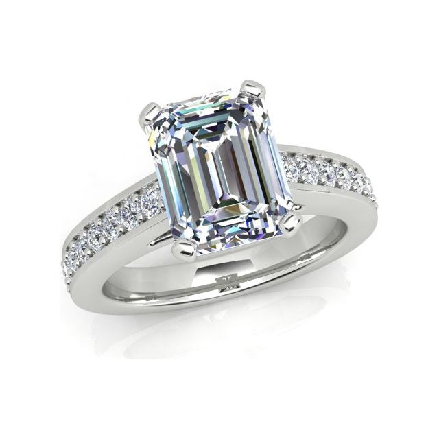 Platinum 1.77ct 4-Claw Emerald Diamond Engagement Ring
