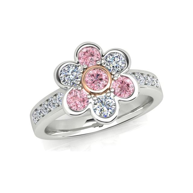 Platinum & 18ct Rose Gold 0.91ct Argyle Origin Pink Diamond Flower-Style Dress Ring