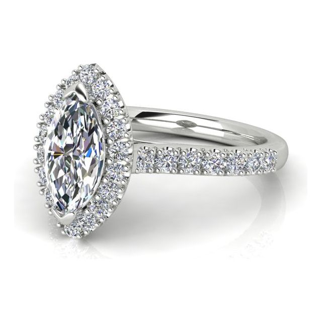 Platinum 0.91ct Marquise Diamond Halo-Style Engagement Ring