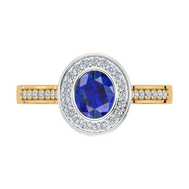 18ct Yellow & White Gold 0.95ct Spinel & Diamond Halo-Style Dress Ring
