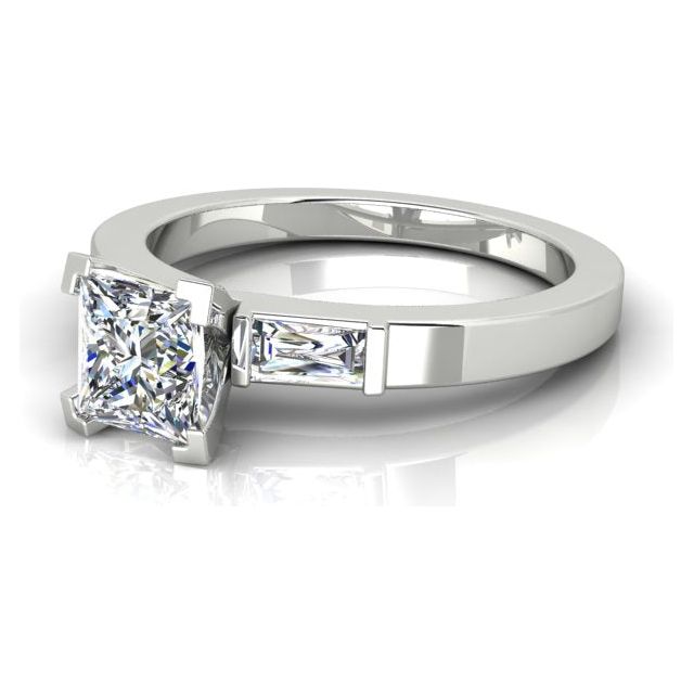 Platinum 0.98ct 4-Claw Princess Cut Diamond Engagement Ring