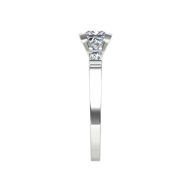 Platinum 0.98ct 4-Claw Princess Cut Diamond Engagement Ring