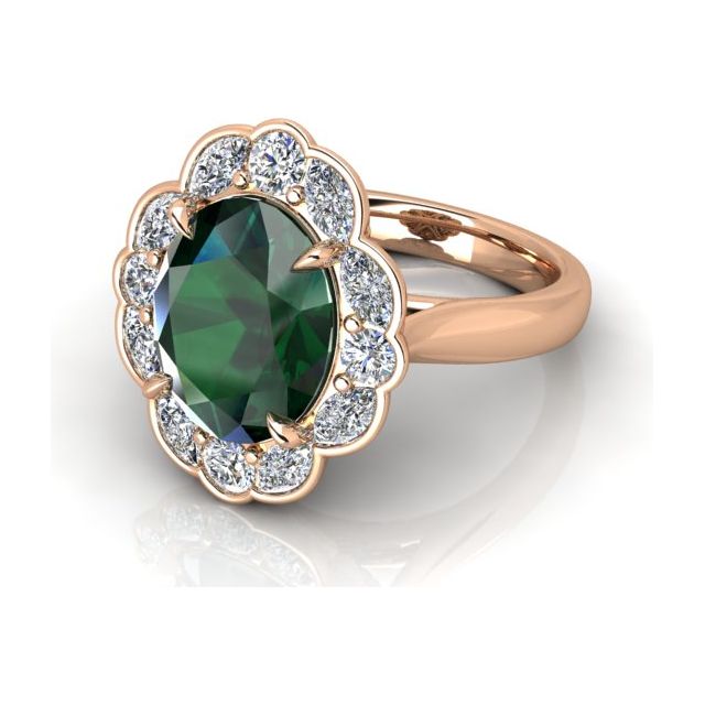 18ct Rose Gold 5.16ct Sapphire & Diamond Halo-Style Dress Ring