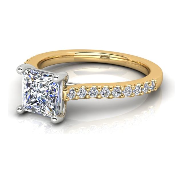 18ct Yellow Gold & Platinum 1.19ct 4-Claw Princess Cut Diamond Engagement Ring