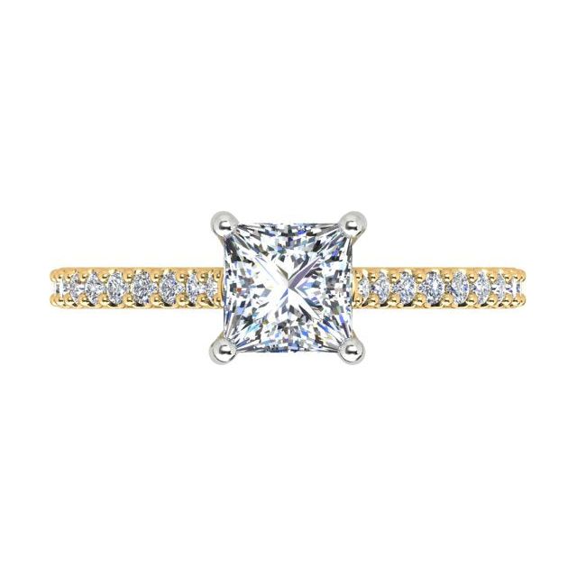 18ct Yellow Gold & Platinum 1.19ct 4-Claw Princess Cut Diamond Engagement Ring
