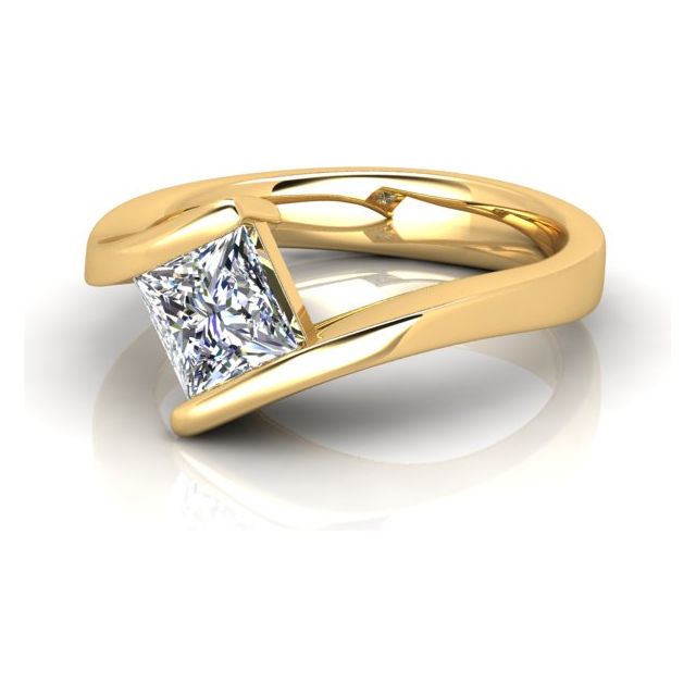 18ct Yellow Gold 0.75ct Solitaire Princess Cut Engagement Ring