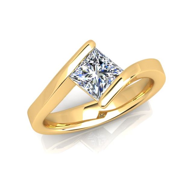 18ct Yellow Gold 0.75ct Solitaire Princess Cut Engagement Ring