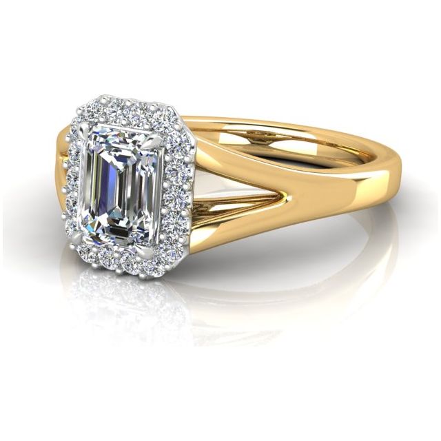 18ct Yellow Gold & Platinum 1.18ct Diamond Halo-Style Dress Ring